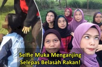 selfie menganjing selepas belasah rakan